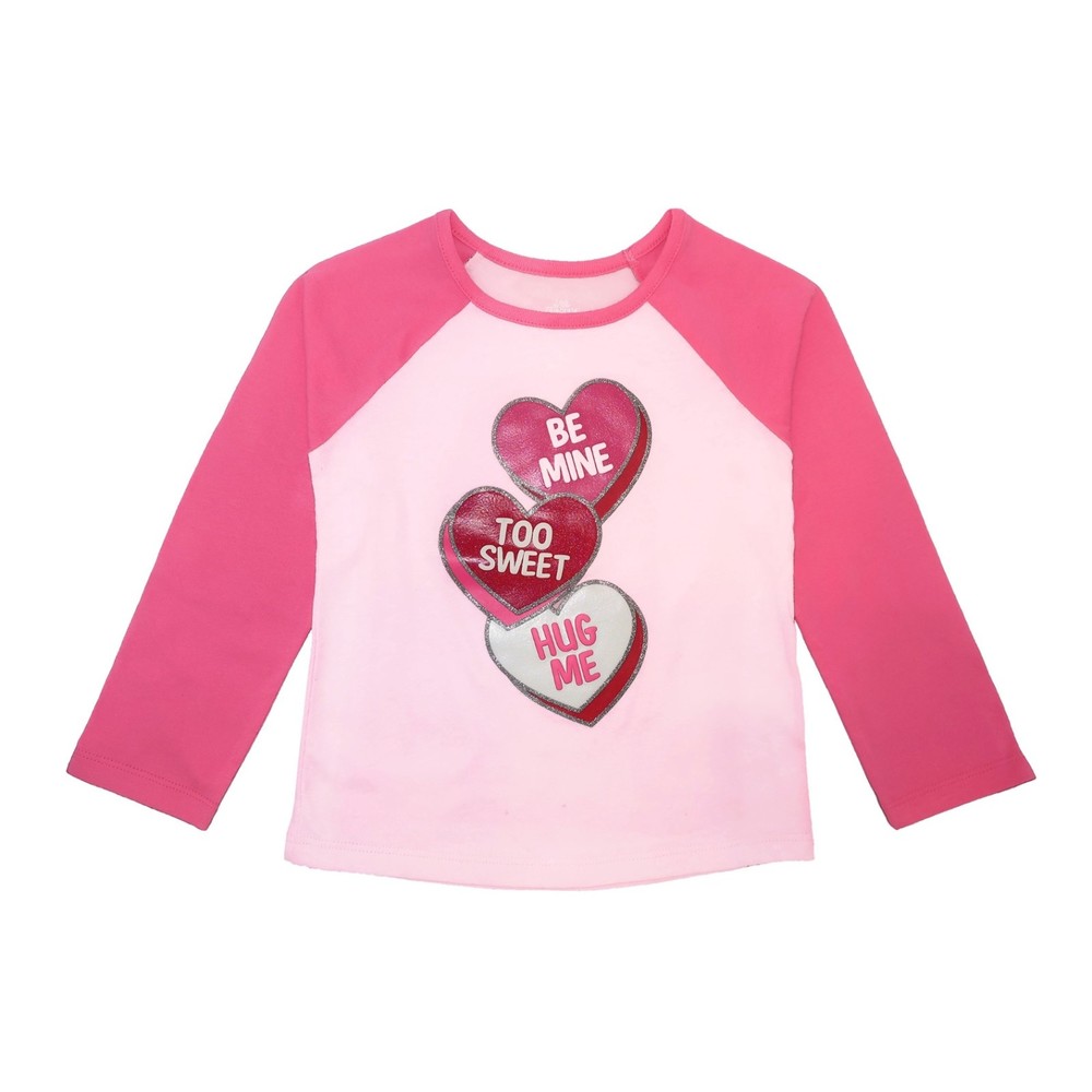 Baby Girl Valentines Day Shirt Pink Long Sleeve T-Shirt Be Mine Candy Hearts 12M